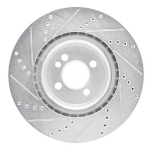 Mini Cooper Clubman Brake Rotor (1) - Front Right - R1 Concepts - Drilled & Slotted - Silver - `09-`14